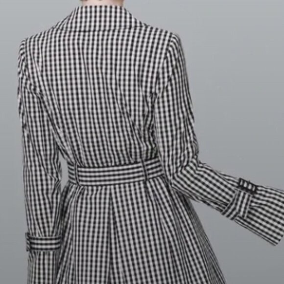 White House Gorgeous Blk/Wht Gingham Trench coat (NEW) - Picture 2 of 5